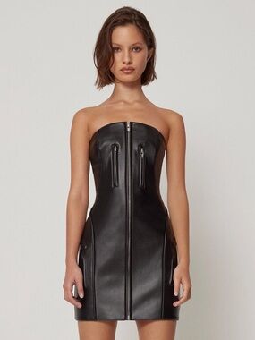 Khy Faux Leather Strapless Mini Dress